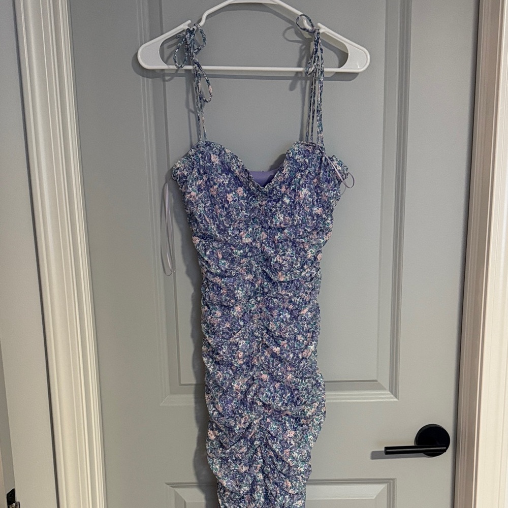Pink Blush Floral Ruched Dress size medium